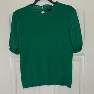 Green Pleated Sleeve Top